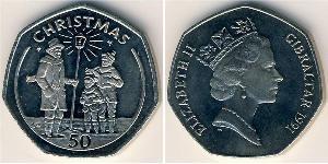 50 Penny Gibraltar (1704 - ) Cuivre/Nickel 