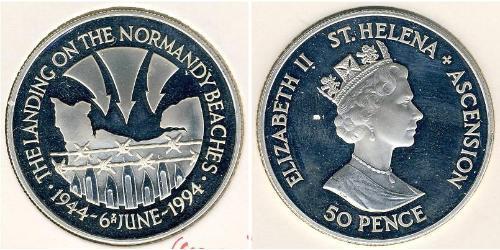 50 Penny Île Sainte-Hélène (1981 - ) Cuivre/Nickel Elizabeth II (1926-2022)