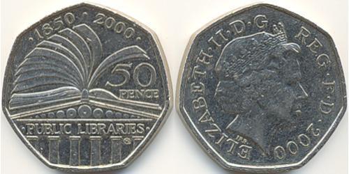 50 Penny Vereinigtes Königreich (1922-) Kupfer/Nickel Elizabeth II (1926-2022)