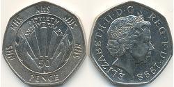 50 Penny Reino Unido (1922-) Níquel/Cobre Isabel II (1926-2022)