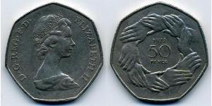 50 Penny Reino Unido (1922-) Níquel/Cobre Isabel II (1926-2022)