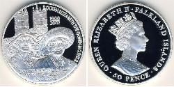 50 Penny Islas Malvinas Plata Isabel II (1926-2022)