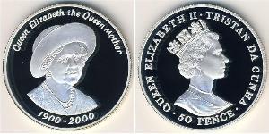 50 Penny Tristán de Acuña Plata Isabel II (1926-2022)