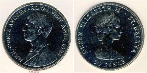 50 Penny Isola di Ascensione Rame/Nichel Elisabetta II (1926-2022)