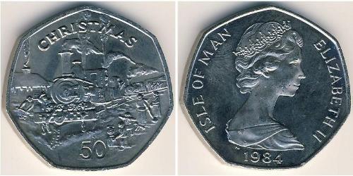 50 Penny Isola di Man Rame/Nichel Elisabetta II (1926-2022)