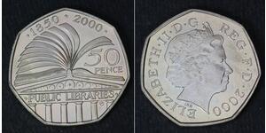 50 Penny Regno Unito (1922-) Rame/Nichel Elisabetta II (1926-2022)