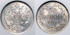 50 Penny Großfürstentum Finnland (1809 - 1917) / Russisches Reich (1720-1917) Silber 