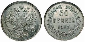 50 Penny Großfürstentum Finnland (1809 - 1917) / Russisches Reich (1720-1917) Silber 