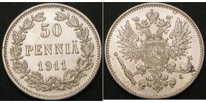 50 Penny Großfürstentum Finnland (1809 - 1917) / Russisches Reich (1720-1917) Silber 
