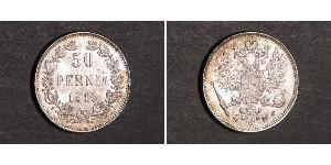 50 Penny Großfürstentum Finnland (1809 - 1917) / Russisches Reich (1720-1917) Silber 