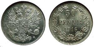 50 Penny Großfürstentum Finnland (1809 - 1917) / Russisches Reich (1720-1917) Silber 