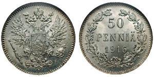 50 Penny Großfürstentum Finnland (1809 - 1917) / Russisches Reich (1720-1917) Silber 