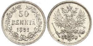 50 Penny Großfürstentum Finnland (1809 - 1917) / Russisches Reich (1720-1917) Silber 