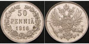 50 Penny Großfürstentum Finnland (1809 - 1917) / Russisches Reich (1720-1917) Silber 