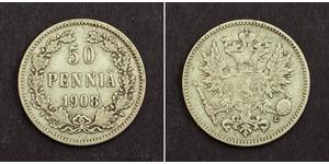 50 Penny Großfürstentum Finnland (1809 - 1917) / Russisches Reich (1720-1917) Silber 