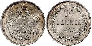 50 Penny Großfürstentum Finnland (1809 - 1917) / Russisches Reich (1720-1917) Silber 