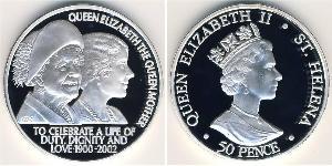 50 Penny  Silber Elizabeth II (1926-2022)