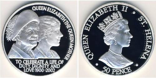 50 Penny  Silber Elizabeth II (1926-2022)