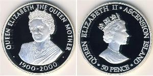 50 Penny Ascension Island Silver Elizabeth II (1926-2022)