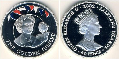 50 Penny Falkland Islands Silver Elizabeth II (1926-2022)