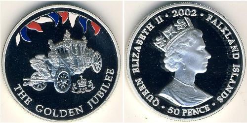 50 Penny Falkland Islands Silver Elizabeth II (1926-2022)