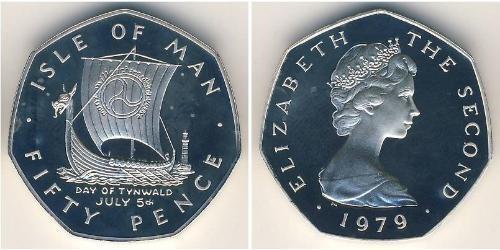 50 Penny Isle of Man Silver Elizabeth II (1926-2022)