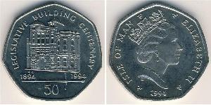50 Penny Isla de Man  Isabel II (1926-2022)