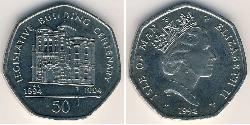 50 Penny Isle of Man  Elizabeth II (1926-2022)