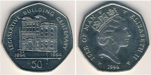 50 Penny 曼島  伊丽莎白二世 (1926-2022)