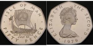 50 Penny 曼島 銀 伊丽莎白二世 (1926-2022)