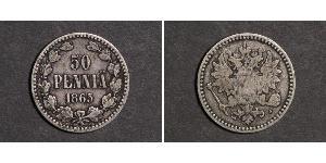 50 Penny 芬兰大公国 (1809 - 1917) / 俄罗斯帝国 (1721 - 1917) 銀 