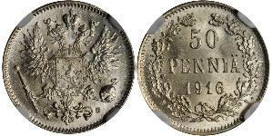 50 Penny 芬兰大公国 (1809 - 1917) / 俄罗斯帝国 (1721 - 1917) 銀 