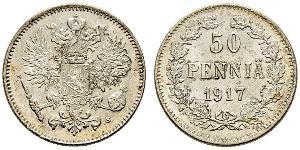 50 Penny 芬兰大公国 (1809 - 1917) / 俄罗斯帝国 (1721 - 1917) 銀 