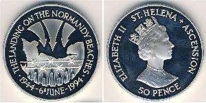 50 Penny 圣赫勒拿岛 銅/镍 伊丽莎白二世 (1926-2022)