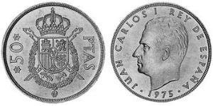 50 Peseta Royaume d’Espagne (1976 - ) Cuivre/Nickel Juan Carlos I (1938 - )