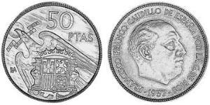 50 Peseta Francoist Spain (1936 - 1975) Kupfer/Nickel Francisco Franco(1892 – 1975)