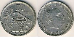 50 Peseta Dictadura de Francisco Franco (1936 - 1975) Níquel/Cobre Francisco Franco(1892 – 1975)