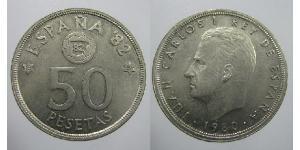 50 Peseta Reino de España (1976 - ) Níquel/Cobre Juan Carlos I (1938 - )