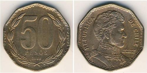 50 Peso Cile Bronzo 