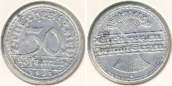 50 Pfennig Repubblica di Weimar (1918-1933) Alluminio 