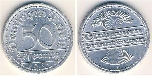 50 Pfennig República de Weimar (1918-1933) Aluminio 