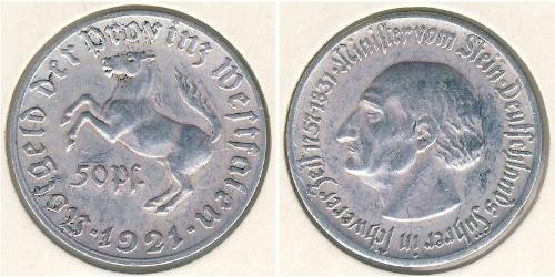 50 Pfennig Germany Aluminium Heinrich Friedrich Karl vom und zum Stein