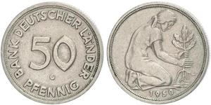 50 Pfennig German Democratic Republic (1949-1990) / West Germany (1949-1990) Copper/Nickel 