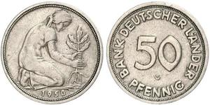50 Pfennig German Democratic Republic (1949-1990) / West Germany (1949-1990) Copper/Nickel 
