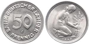 50 Pfennig German Democratic Republic (1949-1990) / West Germany (1949-1990) Copper/Nickel 