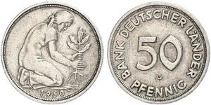 50 Pfennig German Democratic Republic (1949-1990) / West Germany (1949-1990) Copper/Nickel 