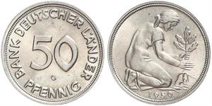 50 Pfennig German Democratic Republic (1949-1990) / West Germany (1949-1990) Copper/Nickel 