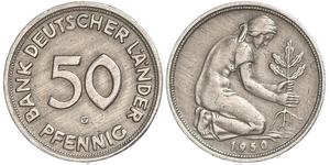 50 Pfennig German Democratic Republic (1949-1990) / West Germany (1949-1990) Copper/Nickel 