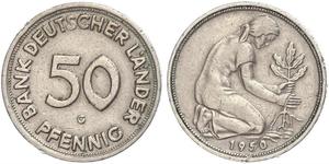 50 Pfennig German Democratic Republic (1949-1990) / West Germany (1949-1990) Copper/Nickel 