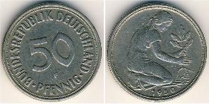 50 Pfennig Deutsche Demokratische Republik (1949-1990) / Geschichte der Bundesrepublik Deutschland (1949-1990) Kupfer/Nickel 